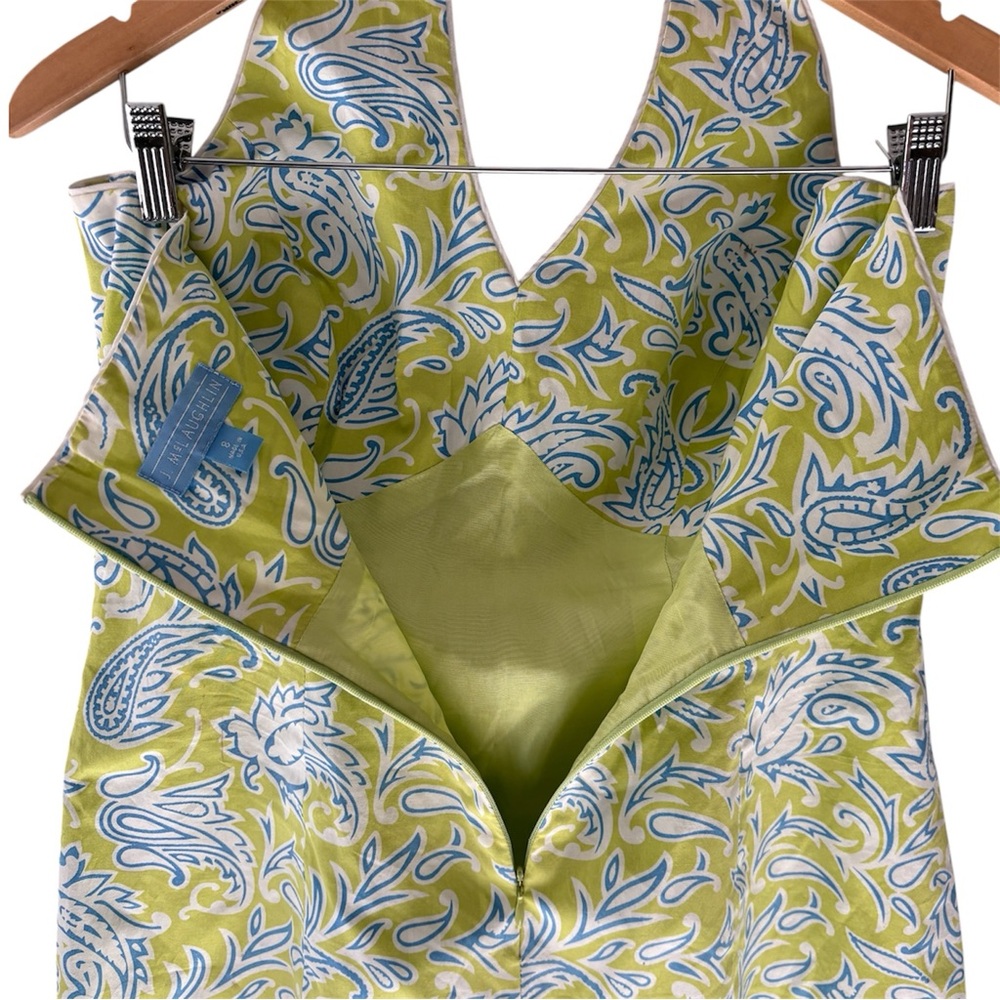 J. McLaughlin Paisley Floral Halter Dress in Blue, Green & White Womens size 8 - Picture 5 of 9